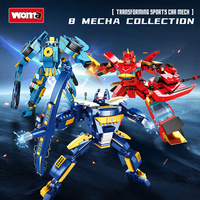 Woma Toys C3001 Ensemble de blocs de construction de voitures 2-en-1, jouet transformable robot-voiture en plastique ABS pour enfants