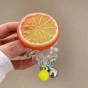 Accessori moda coreani per ragazze fetta di limone ciondolo cavo per telefono a spirale cravatta per capelli in plastica dolce fascia per capelli con coda di cavallo - Product Image 6