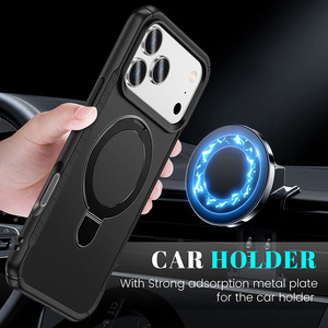 Hot Sale Matte Magnetic Kickstand Phone Case For iPhone 18 17 Pro Max Shockproof <b>Wireless</b> Charging Protective Cover - Product Image 1