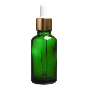 绿色空滴管瓶玻璃芳香精油容器5-100毫升可再填充玻璃移液器