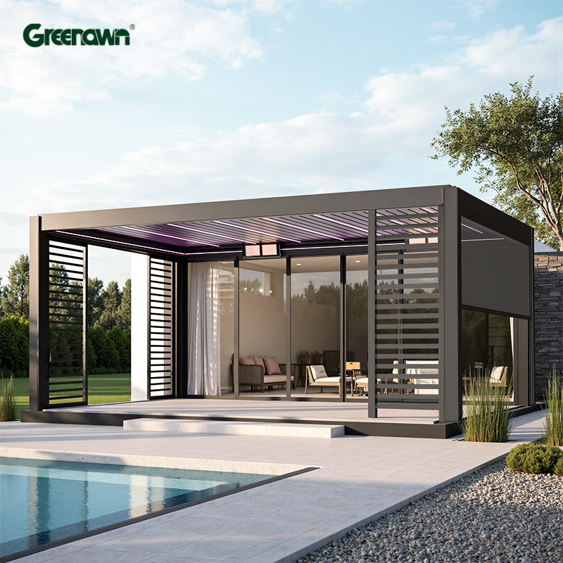 Customize Waterproof Bioclimatic Sunshade Motorized Louvre