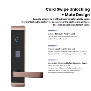 Cerradura de Puerta de Hotel de Alta Velocidad de Respuesta con Software de Gestión, Desbloqueo con <span class=keywords><strong>Tarjeta</strong></span>, Seguridad Inteligente, Cerradura de Hotel Integral Dorada con Llave - Product Image 3