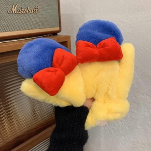 ถุงมือผ้าพลัฌแบบมีนิ้วมือสำหรับผู้หญิงสำหรับฤดูหนาวถุงมือสำหรับนักเรียนน่ารักสีตัดกันอบอุ่นพร้อมกำมะหยี่หนา - Product Image 6