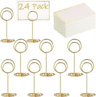 24 packs de porte-numéros de table Premium avec bordure en feuille d'or pour table de mariage