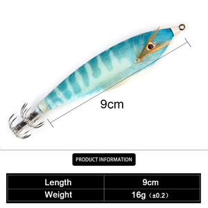 NUEVO 90mm 16G Glow Wooden Shrimp Egi Squid Septlefish Bait con Japan Tube Hook Ganchos De Pesca De Calamar - Product Image 4
