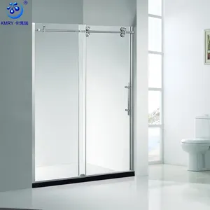 Pintu Pancuran sudut kaca bening mode Modern, pintu Pancuran geser kamar mandi tanpa bingkai