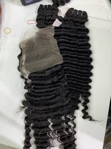 Extensions de cheveux humains de qualité supérieure, vague profonde, 100% vierges, non traitées, couleur naturelle, trame pour salon - Product Image 4