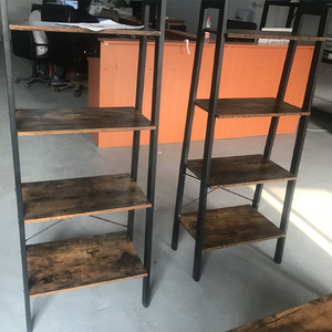 Retro Industrial Ladder <b>Shelf</b> 5 Tier Iron Wood Standing Office Organizer Multifunctional Storage <b>Rack</b> - Product Image 1