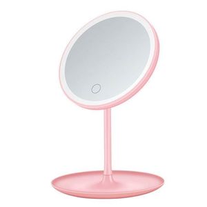 Miroir de maquillage LED en acier inoxydable avec lumière d'appoint réglable, portable et durable, outil de beauté de bureau - Product Image 2