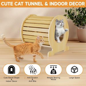 Solid Wood Cat <b>Bed</b> Cylinder Shape Breathable Warm For Cat Four Seasons Eco Friendly - Product Image 5