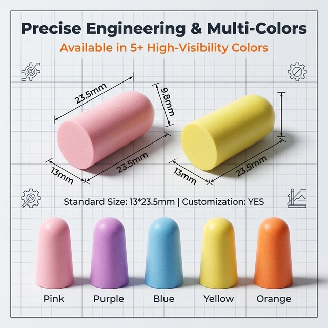 OEM Custom Foam Ear Plugs ANSI EN352 Certified NRR 31dB Soft Slow Recovery Noise Reduction Earplugs