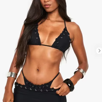 Ensembles de bikinis personnalisés en dentelle à lacets, avec cache-maillot respirant et à séchage rapide en Repreve, maillots de bain unis pour la plage, vente en gros directe usine