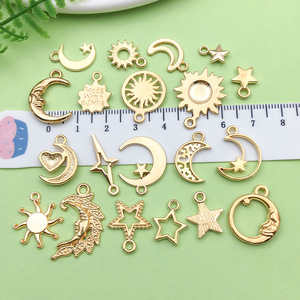 Breloques mixtes soleil, lune et étoile en alliage de zinc pour la fabrication de bijoux DIY, accessoires de mode unisexes - Product Image 3
