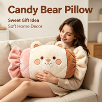 Oreiller en peluche en forme d'ours avec rembourrage en coton PP pour canapé, chambre à coucher, décoration de la maison