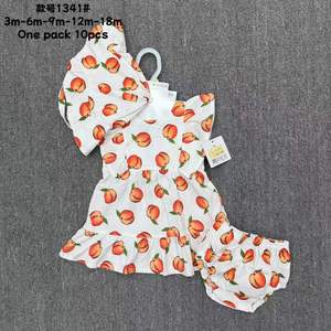 Wholesale <strong>Baby</strong> <strong>Girl</strong> 3-Piece Summer Outfit Set - Floral Print Ruffle Dress + Matching Bloomers + Bonnet Hat, 3M-18M, 10pcs/Lot - Product Image 6