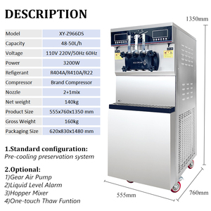 De Helados Soft Doble Compresor System 48-50L/H Soft Serve Ice Making <b>Maker</b> Commercial Ice Machine Double System Ice Machi - Product Image 3
