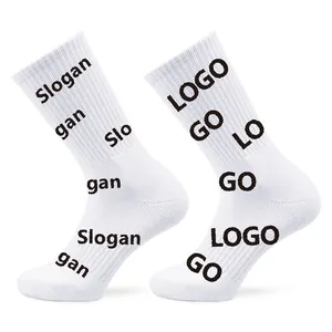 Calcetines deportivos con Logo personalizado para hombre y mujer, medias blancas acolchadas, de diseño deportivo, Para baloncesto, venta al por mayor