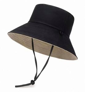 Casquette de pêcheur en polyester noir à séchage rapide avec logo en caoutchouc personnalisé, chapeau de pêcheur à large bord avec cordon, protection solaire pour la plage - Product Image 5