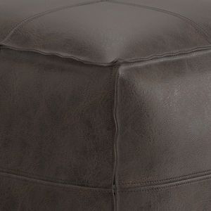 Pouf carré Db en cuir vieilli marron foncé, tabouret ottoman, meuble de chambre et de salon, pliable avec rangement, pour usage domestique - Product Image 3