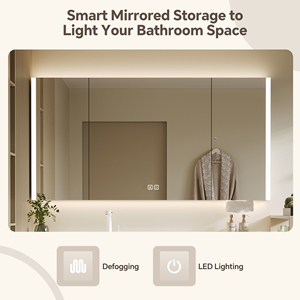 Meuble-lavabo mural moderne <span class=keywords><strong>de</strong></span> 48 pouces avec vasque simple, comptoir en pierre acrylique et miroir intelligent avec armoire intégrée - Product Image 4