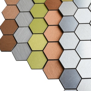 Foshan Factory Grey Hexagon Brushed Aluminum Peel and Stick Mosaic <b>Tile</b> for Wall Decoration - Product Image 6