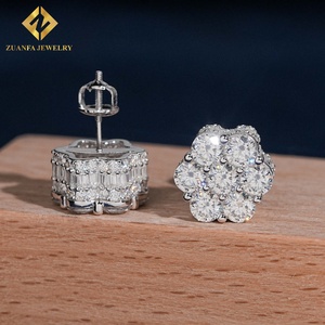 Fashion Style 925 <b>Silver</b> VVS Moissanite Side‑Set Flower Shaped <b>Stud</b> <b>Earrings</b> Luxury Iced‑Out Women Jewelry - Product Image 5