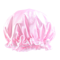 Accessoires de bain en gros : Bonnet de douche extra large en tissu PE double couche, imperméable et doublé satin, pour femmes