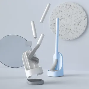 Zenidoo Yh Brosse WC en silicone avec long manche en plastique, séchage rapide, écologique, accessoire de nettoyage pour salle de bain, conception ergonomique - Product Image 3