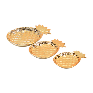 Juego de platos de joyería de cerámica de tres piezas estilo <span class=keywords><strong>piña</strong></span> Platos y platos chapados en oro - Product Image 1