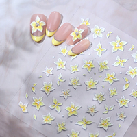 Stiker Kuku Bunga Plumeria Timbul 5D Stiker Kuku Bunga Stereo Perekat Diri untuk Dekorasi Manikur DIY 4 Gaya Opsional
