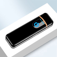 Mini Briquet Électronique USB Rechargeable Coupe-Vent Double Face en Métal Sans Flamme à Capteur Tactile