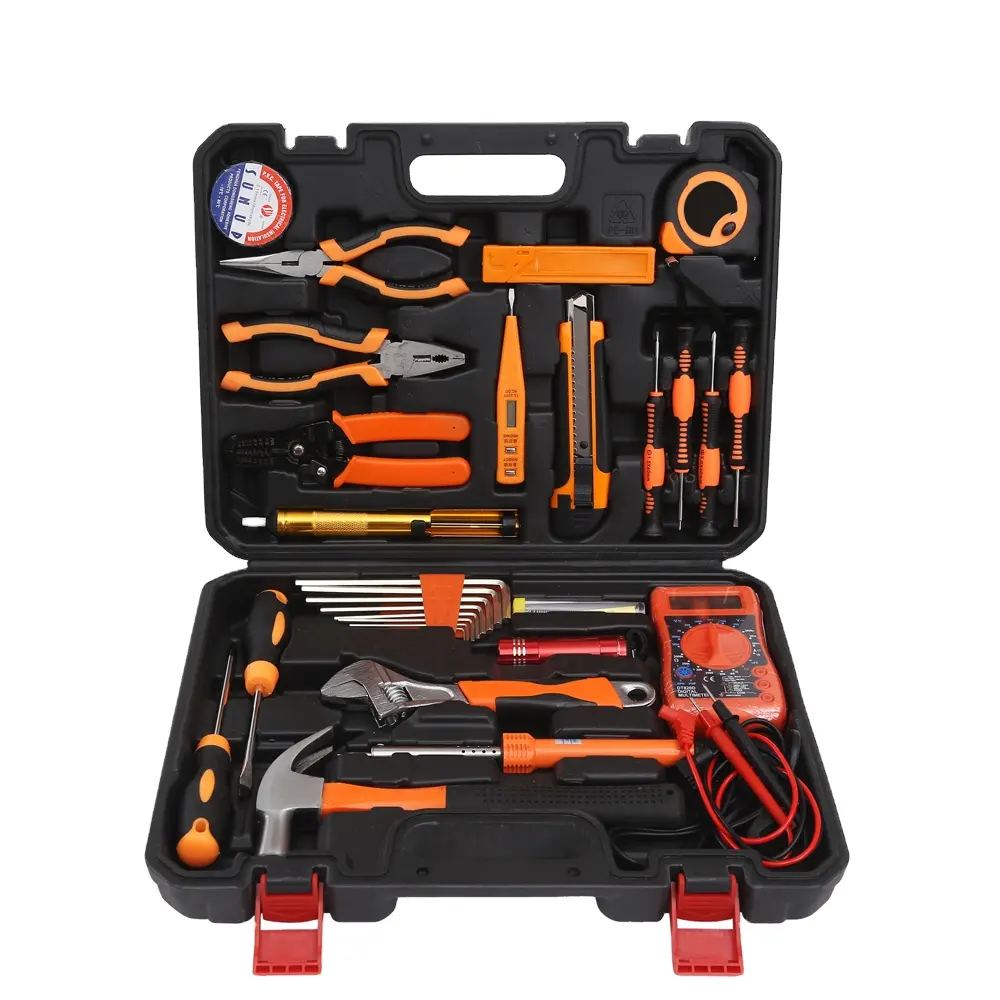 33 pieces Screwdriver Hammer Adjustable Wrench Home Electric Hardware Repair Hand Tools Box Set