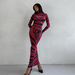 Vêtements pour femmes de style européen et américain, automne et hiver, nouvelle mode, motif <span class=keywords><strong>animal</strong></span>, col mi-haut, manches longues - Product Image 5