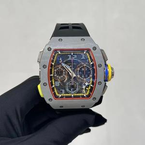 Montre pour homme avec boîtier en alliage de titane luxueux, finition or rose, cadran en cristal saphir, bracelet en caoutchouc, fonction chronographe complexe - Product Image 3
