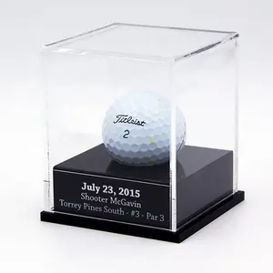 Benutzerdefinierte Größe Klar Acryl Golf Ball Display Box mit Schwarz Basis