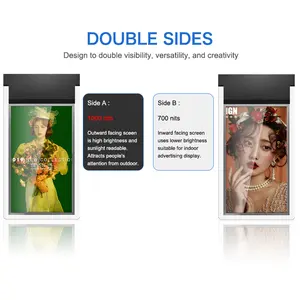 Ultra ince çift taraflı reklam reklamları ekran Lcd reklam oyuncu dijital tabela ve görüntüler vitrin