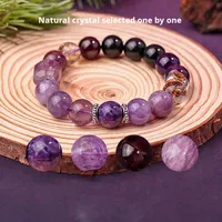 Bracelet en perles de cristal naturel Super Sept (SUJI) violet, motif Zodiaque Feu Violet, Cadeau d'affaires, Multi-trésors, Unisexe, Année du Zodiaque