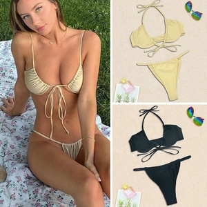 Costume da Bagno Sexy a Due Pezzi con Lacci Triangolari Stile Europeo, <span class=keywords><strong>Micro</strong></span> <span class=keywords><strong>Bikini</strong></span> Mujer - Product Image 2