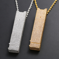 Pendentif briquet hip-hop chrétien plaqué or 18 carats en alliage de cuivre avec zircon, collier et pendentif pour homme