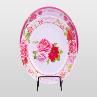 Assiette ovale en mélamine à motif floral pivoine classique personnalisé, OEM, taille sur mesure, anti-chute, pour la restauration, exportation à l'étranger.