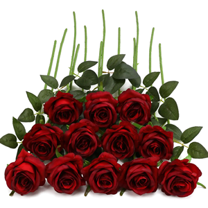 Roses artificielles en soie à bas prix, roses rouges, roses simples pour la décoration de la maison, les mariages et les fêtes - Product Image 1