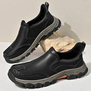 Mocassins rétro britanniques en cuir PU pour hommes, doublure en peluche chaude, semelle antidérapante en caoutchouc, chaussures décontractées à la mode - Product Image 3