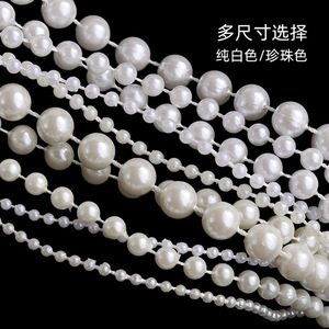 Collier de perles rouge vif 3mm 4mm 5mm 6mm 8mm 10mm Perles rondes en ABS pour décorations de plafond de mariage - Product Image 2