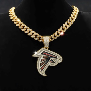 Nuevos Collares con Colgante en Forma de Animal de los Atlanta <span class=keywords><strong>Falcons</strong></span>, Geométricos, con Cristales de Laboratorio/Adornados con Diamantes de Imitación, Cadena de Eslabones Chapada en Oro, a la Moda - Product Image 4