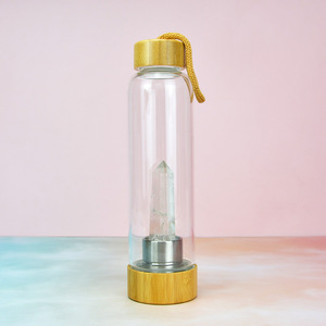 Bouteille d'eau à couvercle en cristal d'élixir <span class=keywords><strong>de</strong></span> bambou avec pointe en cristal naturel bouteille d'énergie <span class=keywords><strong>de</strong></span> baguette d'obélisque <span class=keywords><strong>de</strong></span> guérison - Product Image 2