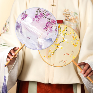 Traditional Chinese style semi-transparent round fan for children, Hanfu fan, girls' cheongsam dance fan, summer Chinese style - Product Image 2