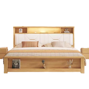 Cama Moderna Nórdica King Size de Madera de Roble Sólido, Muebles de Dormitorio de Hotel, Cama de Madera Natural para el Hogar, Marca Cia Factory - Product Image 1