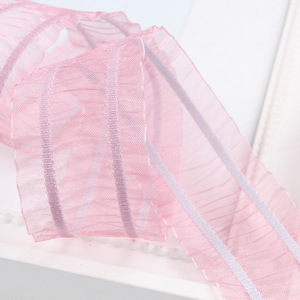 Venta al por mayor 1,5 pulgadas 9 colores listos sola cara plisada cinta de organza transparente para la decoración del cabello - Product Image 3