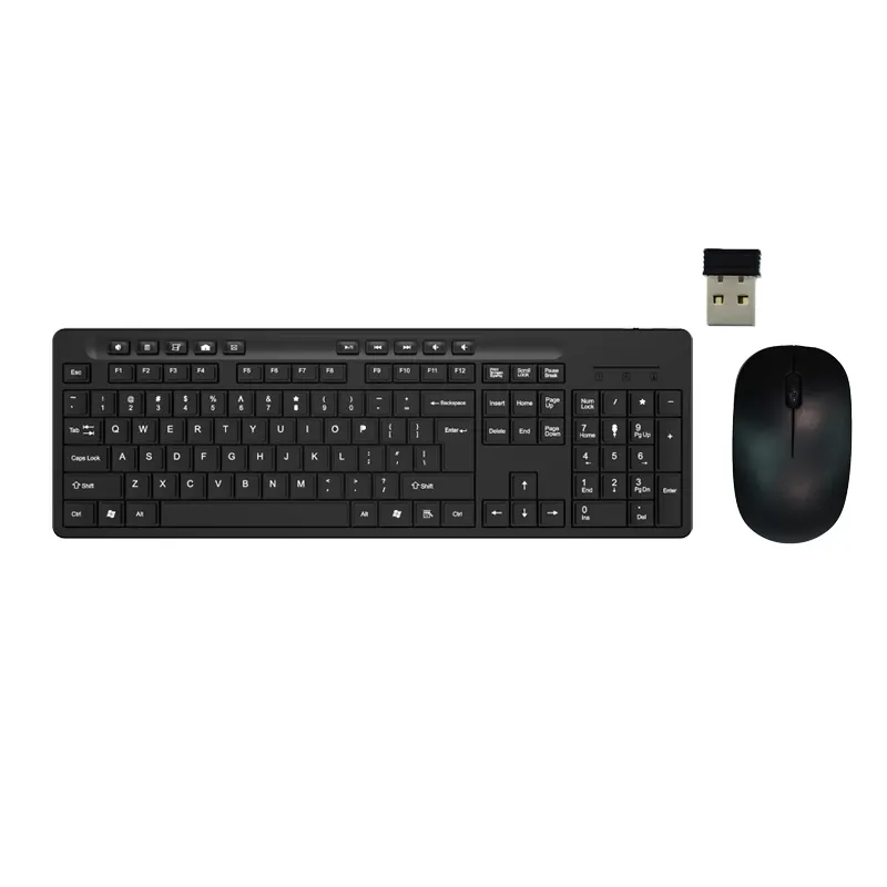 Лидер продаж, Классическая беспроводная клавиатура и мышь, набор 1600 DPI Эргономичный дизайн для настольного использования с USB-приемником