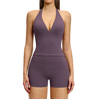 Ensemble de yoga 2 pièces pour femme, style européen et américain, avec dos découpé et bretelles croisées, idéal pour la course, la gym et l'entraînement, style 4201
